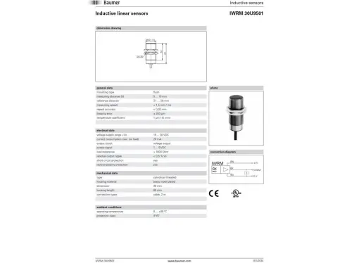 201533_BAUMER IND SNIMAC IWRM 30U9501 24VDC 20MA