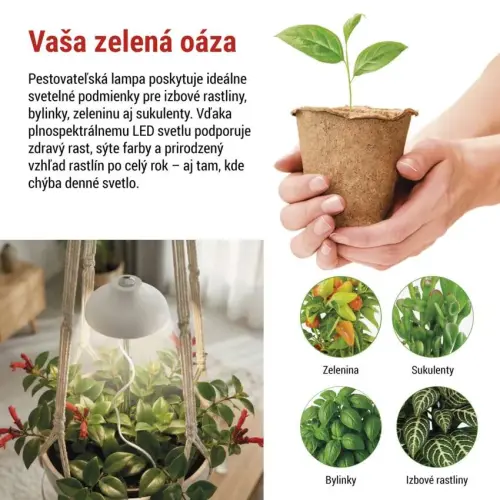 LED GROW pestovateľská lampa 5 W, časovač, biela EMOS Z7901