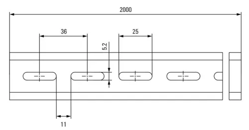 DIN lišta TS 35x7.5/LL 2M/ST/ZN perforovaná